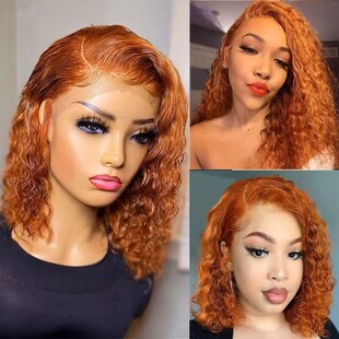 Cross-border wig African women's front lace chemical fiber headgear orange partial short curly hair small curly hair simulation hair