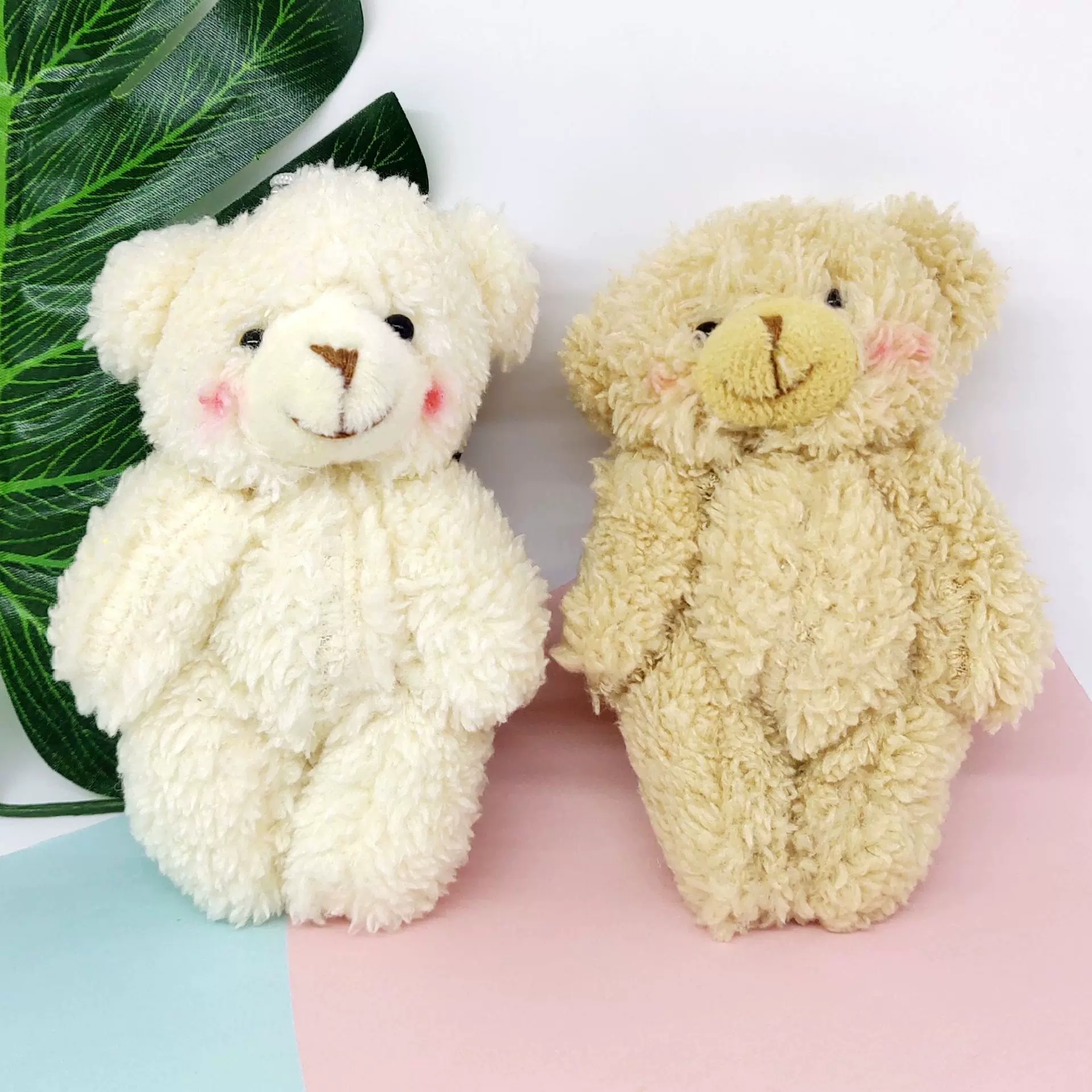 卷毛腮红小熊毛绒玩具 跨境网红可爱包包小挂件 毛绒关节熊公仔