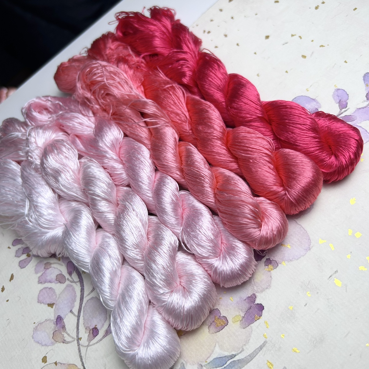 ?无捻免劈缠花绒花桑蚕丝真丝线簪娘diy配件100米组合色
