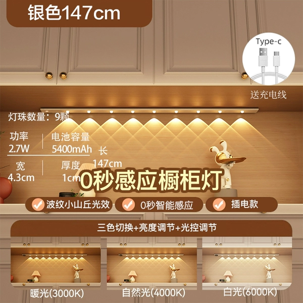 [High battery life] 147cm three-color switching + adjustable brightness + charging and plugging + human body sensing + always on
