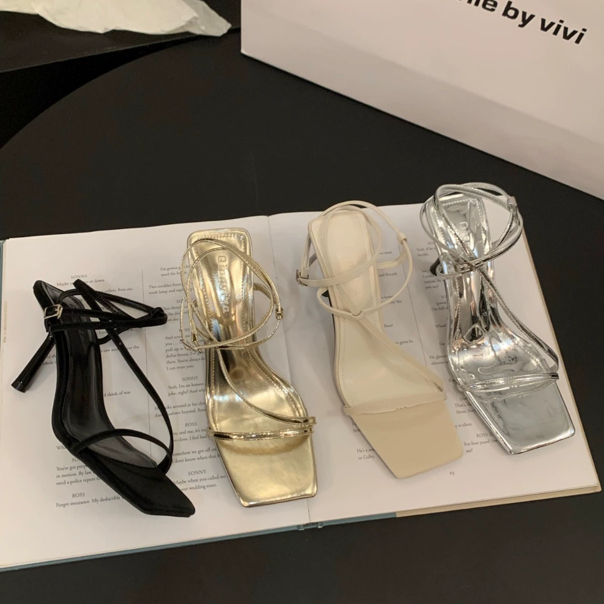 Высокие сандалии, летняя обувь, черный пояс, обувь, французский стиль, 2024 год