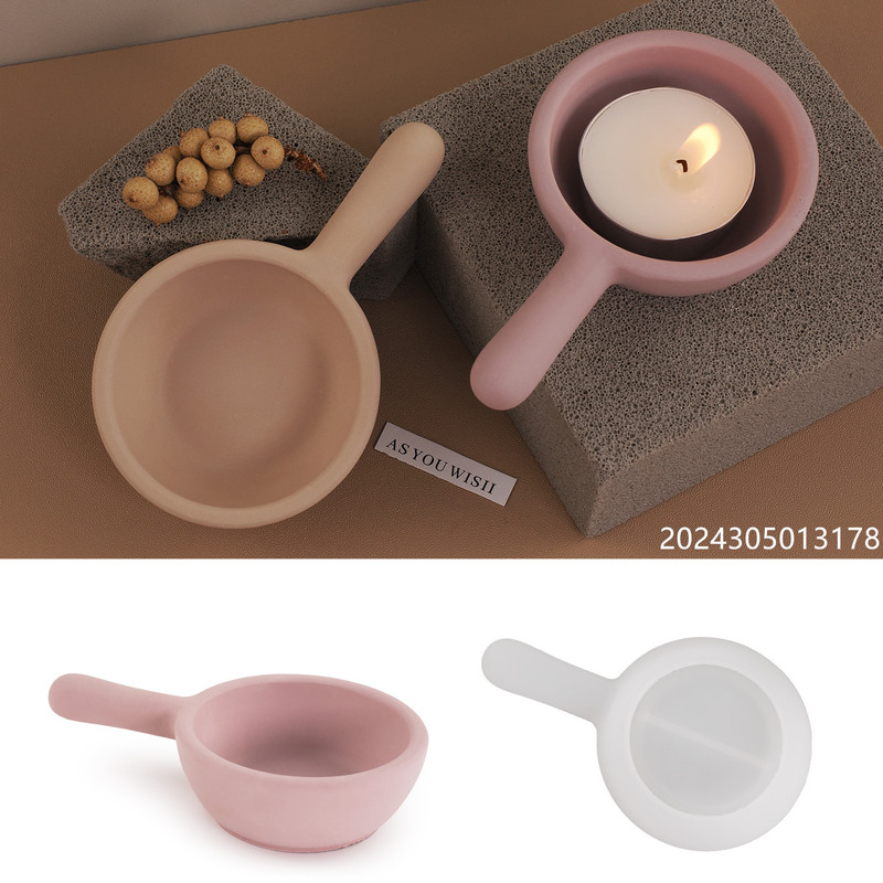 DIY Gum Dropping Cement Gypsum Candle Cup Handle Candlestick Pan Ornaments Mirror Silicone Mold