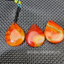 战国红玛瑙水滴毛衣链缠丝玛瑙原石挂件石条纹玛瑙片套装项链饰品