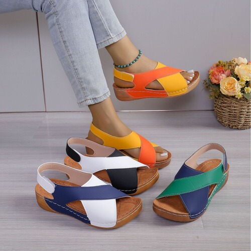European and American Roman sandals for women, 2024 summer new style, platform thick-soled, suitable with skirts, casual open-toe, versatile beach sandals
