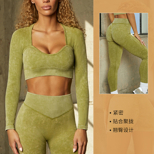 Cross-border European and American tight-fitting seamless exercise underwear outdoor running sweat-absorbing shock-absorbing anti-hanging yoga set