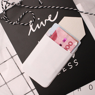 in stock Stitching Mobile Phone Back Sticker Triangle Leather Cover Mobile Phone Sticker Cover Anti-degaussing Mobile Phone Card Cover Sticker