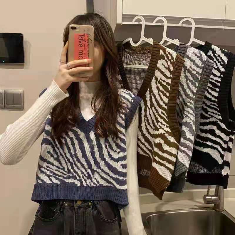 2023 nuevo chaleco de punto a rayas coreano chaleco de chaleco caliente y delgado chaleco de base para usar un cabello image 1