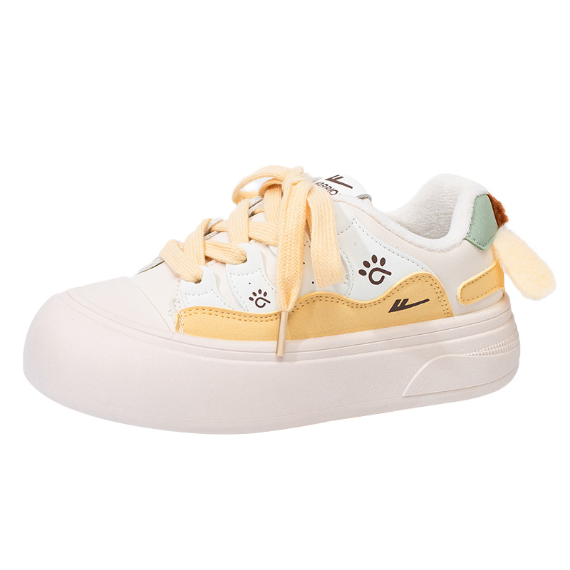 Retirada con calentamiento de lana, zapatos de invierno nuevos zapatos de mujer, zapatos de algodón bajos, zapatos de estilo de perro lindos, zapatos de estudiante