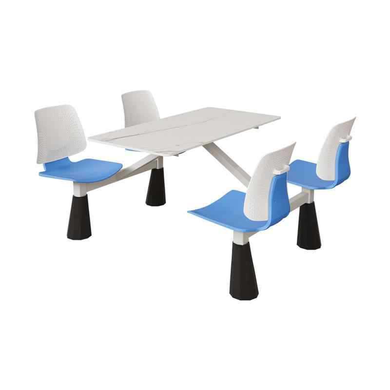 School Student Cafeteria Table and Chair Set, Staff Dining Hall, Fast Food Service Area Restaurant, Four-Seater Integrated Dining Table