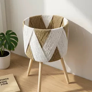 Cesta de Flores Decorativa Tejida a Mano de Cuerda de Papel para Sala de Estar y Oficina image 8