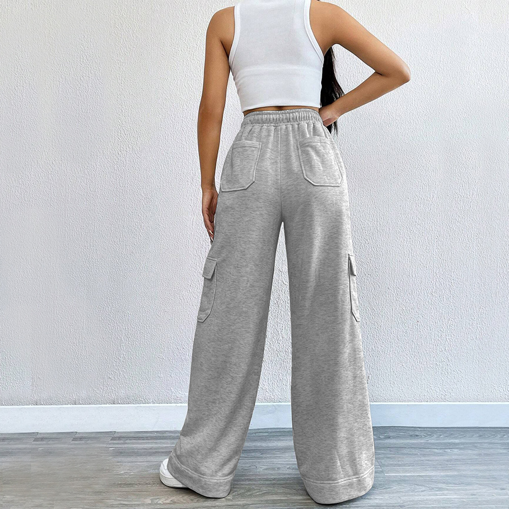 Damenhose mit hoher Taille, schlankem, geradem Bein, weitem Bein, modisch, lässig, amerikanischer Overall, Sporthose für Herbst und Winter_voghion.com