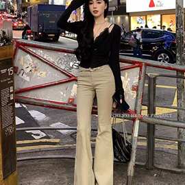 小众显瘦微喇叭牛仔裤女春夏新款高腰显瘦百搭垂感直筒拖地长裤潮