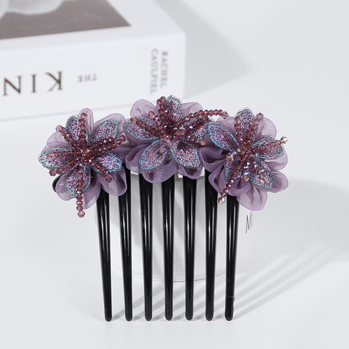 Korean style hair comb, hair clips, non-slip bangs comb, broken hair clips, comb, versatile fashionable crystal hair hoop for women
