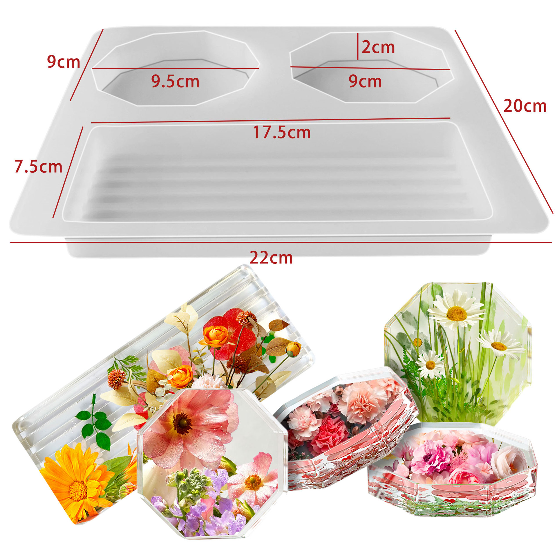 Cristal transfronterizo epoxi redondo posavasos molde de silicona diy epoxi decoración de flores secas combinación de posavasos