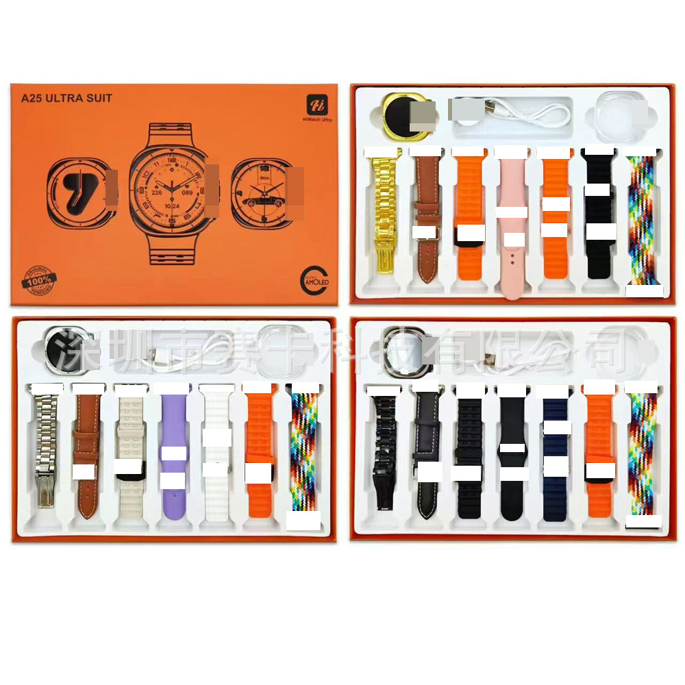 A25Ultrasuit Round Screen Bluetooth Smart Watch with 7 Straps Protective Cover High-End Set Cross-Border Hot Model