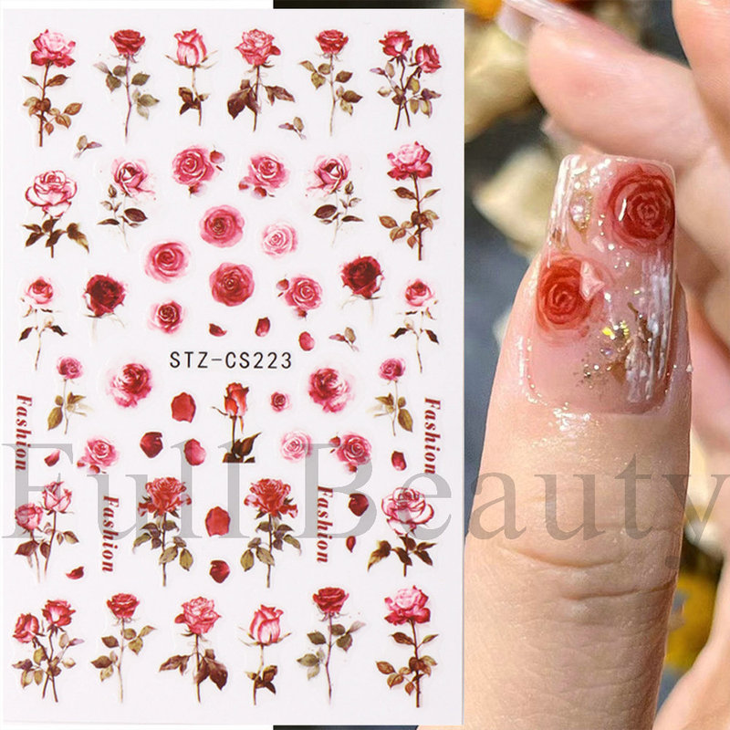 国境を越えた新しいネイルシールins水彩ぼかしレトロなバラのバックシール卸売りnail|undefined