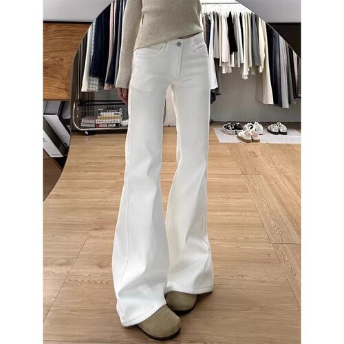 American white tapered jeans for women 2025 hot girl wide-leg high-waist slimming versatile floor-length horsehoe pants