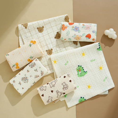 Korean-style gauze towel children's all-cotton face towel four-layer gauze baby bib small handkerchief
