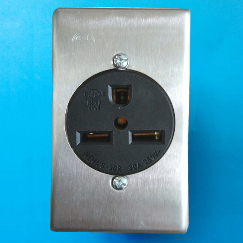 美标NEMA 6-30R工业插座30A不锈钢面板插座 发电机面板插座UL插座