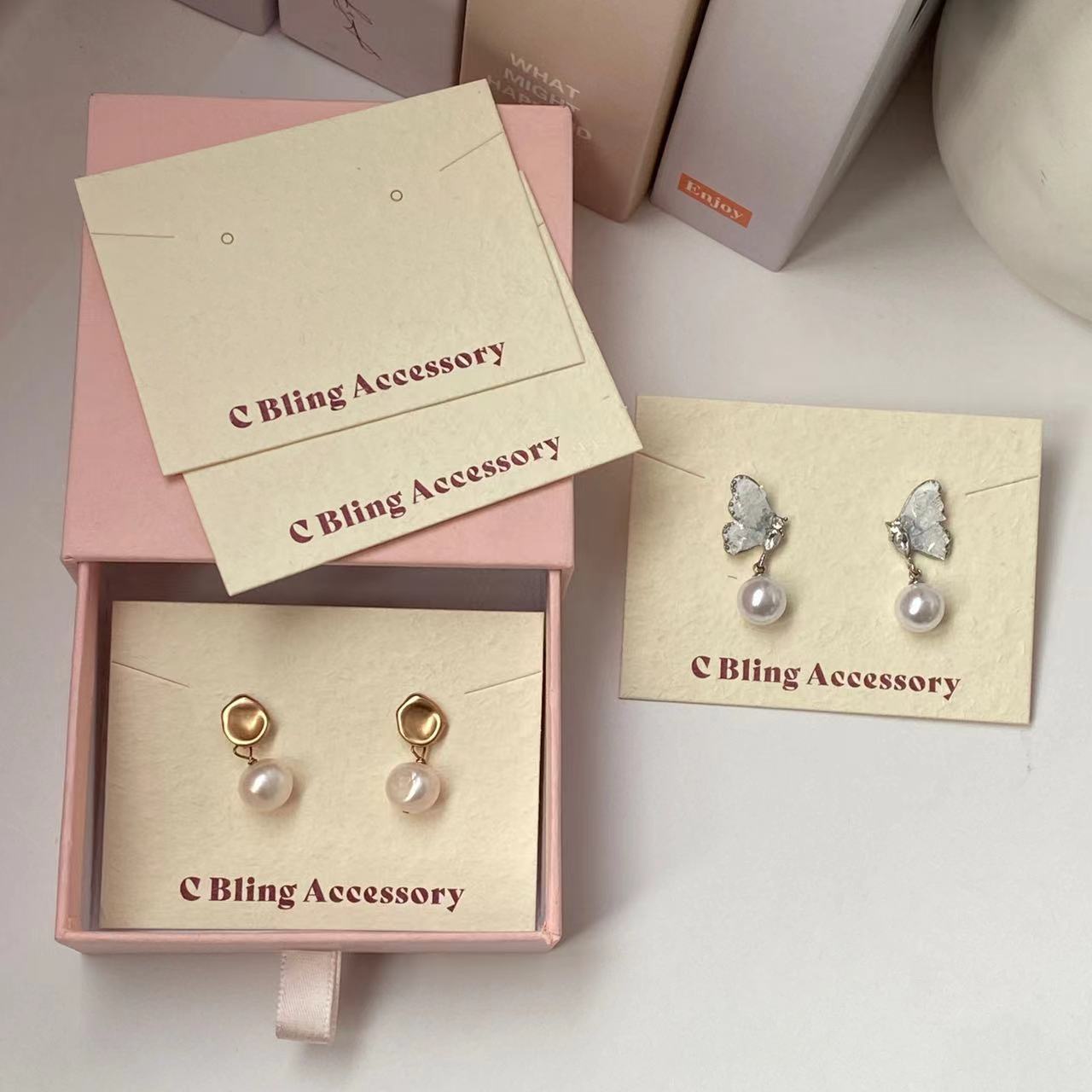Vanilla Earth Paper Jewelry Card High-end Earrings Cardboard Simple Jewelry Display Card Packaging Label Printing