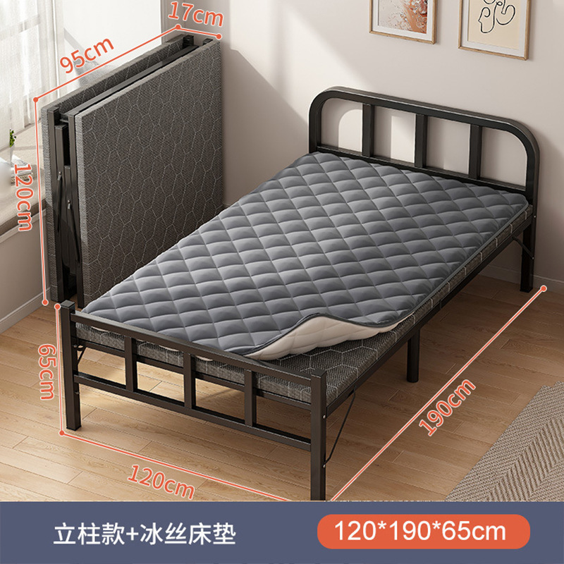 Cama plegable Hogar individual Multifuncional Cama de almuerzo de 1,2 m Casa de alquiler para adultos Oficina Placa dura Cama de hierro Acompañado