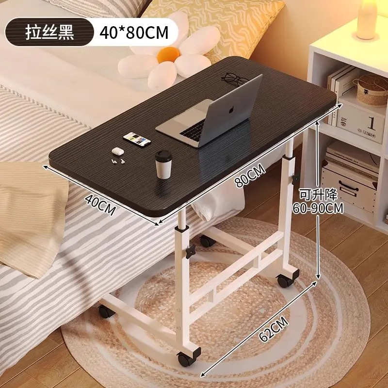 간단한 침대 옆 테이블 80*40 블랙 브러시 단일 레이어