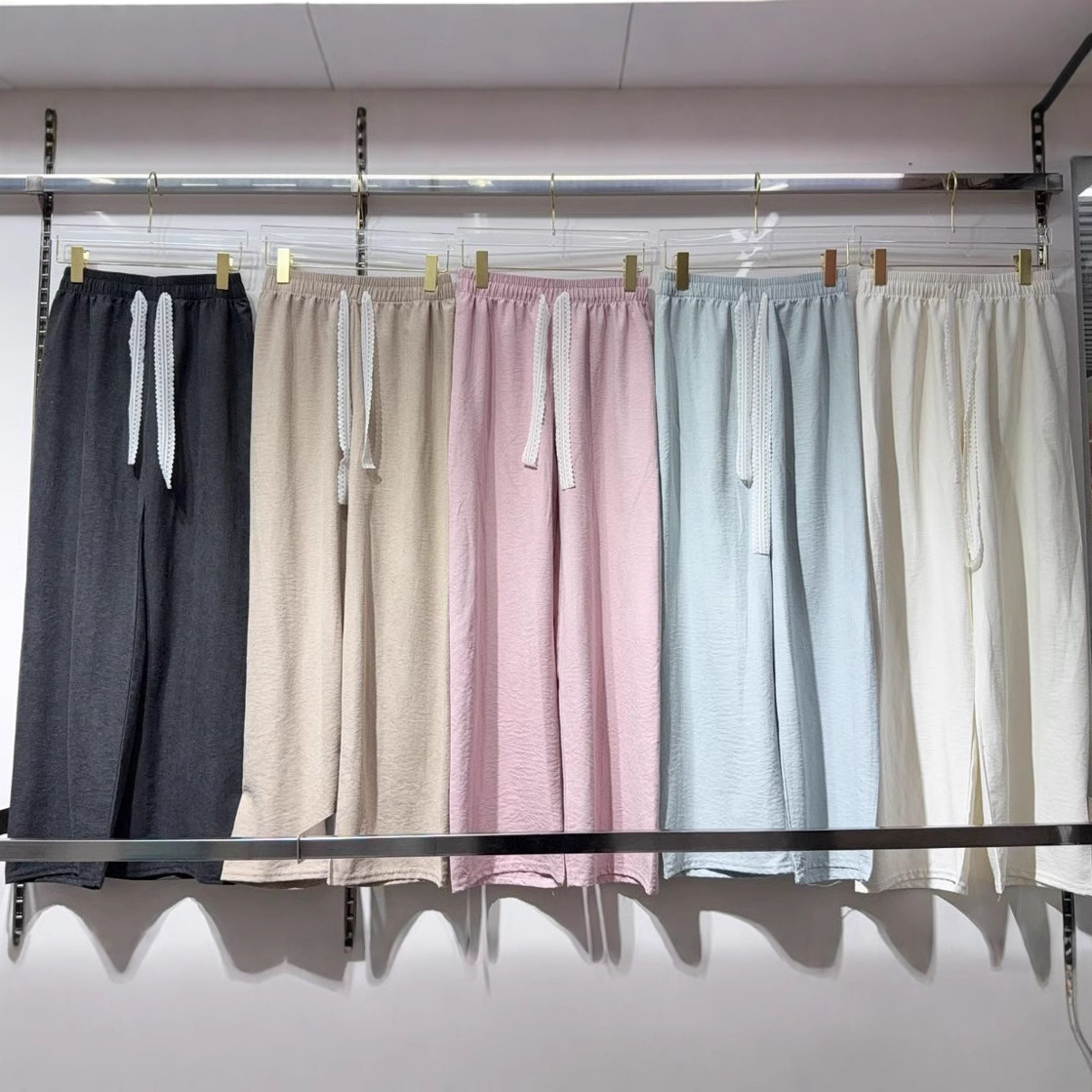 White Lace Wide-Leg Pants for Women, Summer Thin Style, Versatile, Slimming, Casual Straight-Leg Pants, Textured Acetate Pants for Women