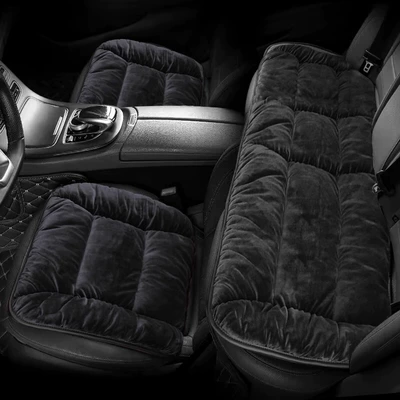 Car Seat Cushion Winter Fleece-Lined Wool pad - mysterious-black-comfortable-baby-velvet-automatic-temperature-lock-3-piece-set-for-front-and-rear-rows
