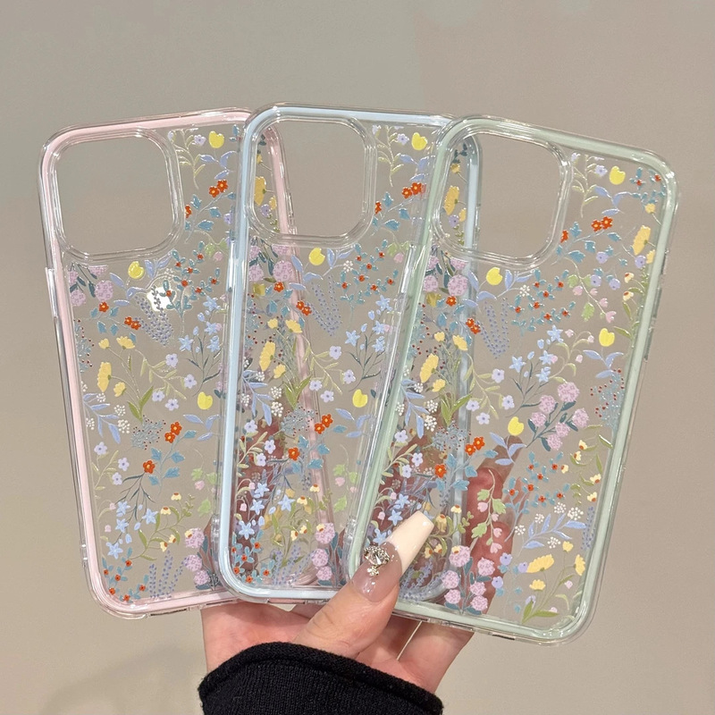 Ins Spring and Summer Wildflower Suitable for Iphone16 Two-In-One Apple 17Pro Phone Case 14 Fresh 13 Anti-Drop 15 Set