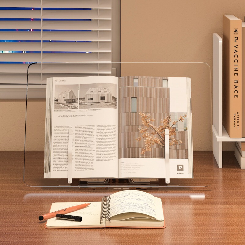 アクリルの読書棚のデスクトップは本を読んで頭を下げないように本を固定します。|undefined