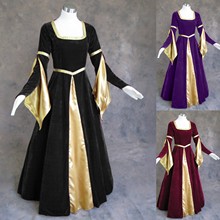 2023新款女式欧美长袖连衣裙女性文艺复兴时期的中世纪服饰
