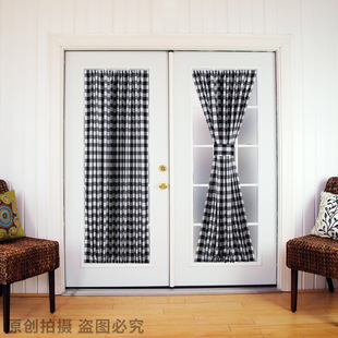 Bedroom Door Curtain Punch-free French Style Door Curtain Bavlo Plaid Door Curtain Black and White Plaid Red Black Red Plaid One-piece Pack