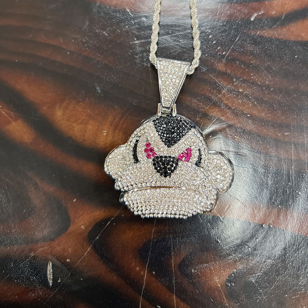 Hip Hop Monkey Pendant Necklace Full Diamond Cuban Chain Jewelry_voghion.com