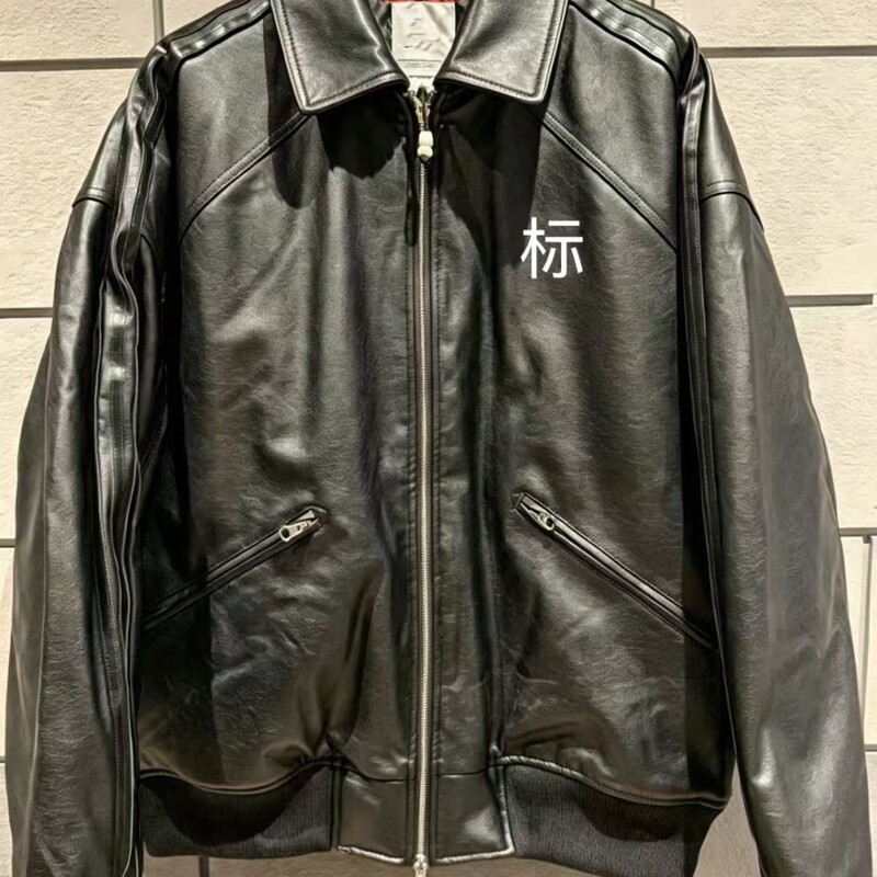 ERD melancholic, wealthy second-generation American streetwear brand, spring/autumn casual maternity silk embroidered jacket, leather coat