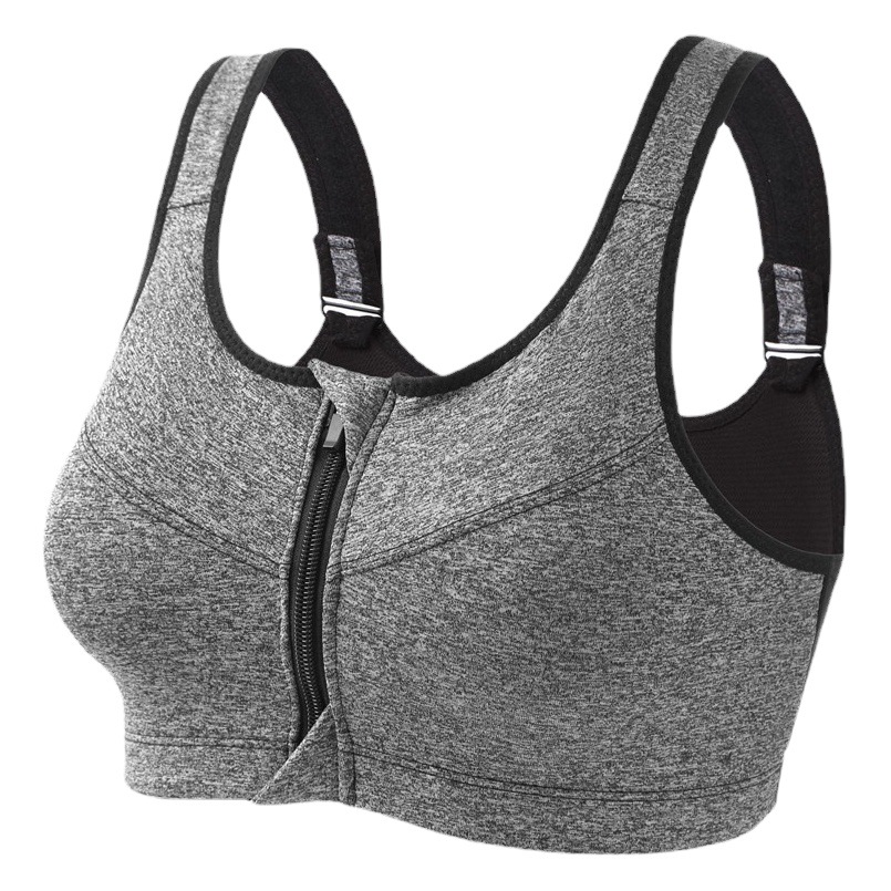 Zippered Large Size Sports Bra Without Rims Push-Up Yoga Fitness Shock-Proof Running Women's Seamless Intimates Beauty Vest