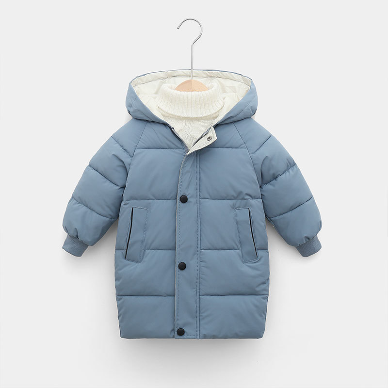 Herren- und Damenbekleidung für Kinder, daunenverdickte Baumwolljacke, mittlere Länge für Babys_voghion.com