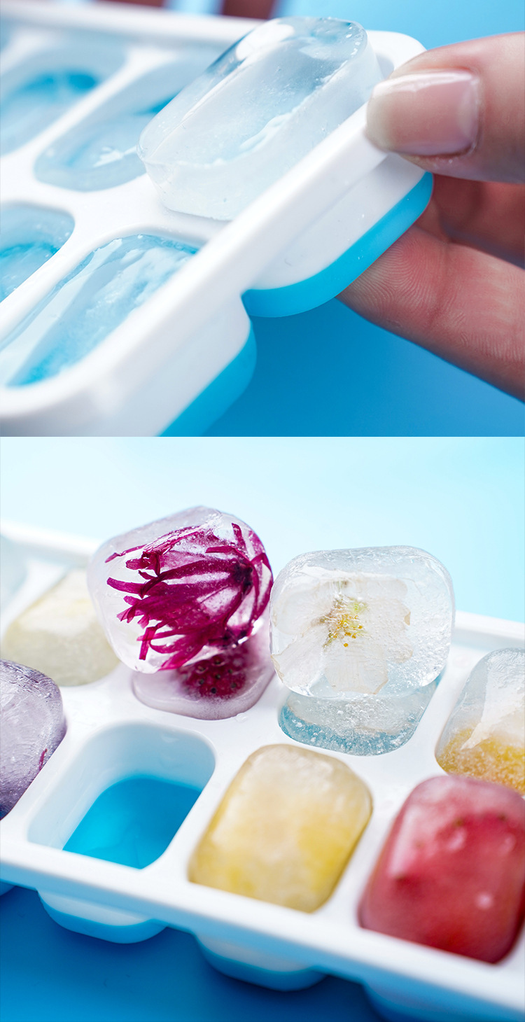 6-compartment 14-compartment square ice cube mold, silicone soft-bottomed ice cube box with lid easy to remove, homemade ice cube box
