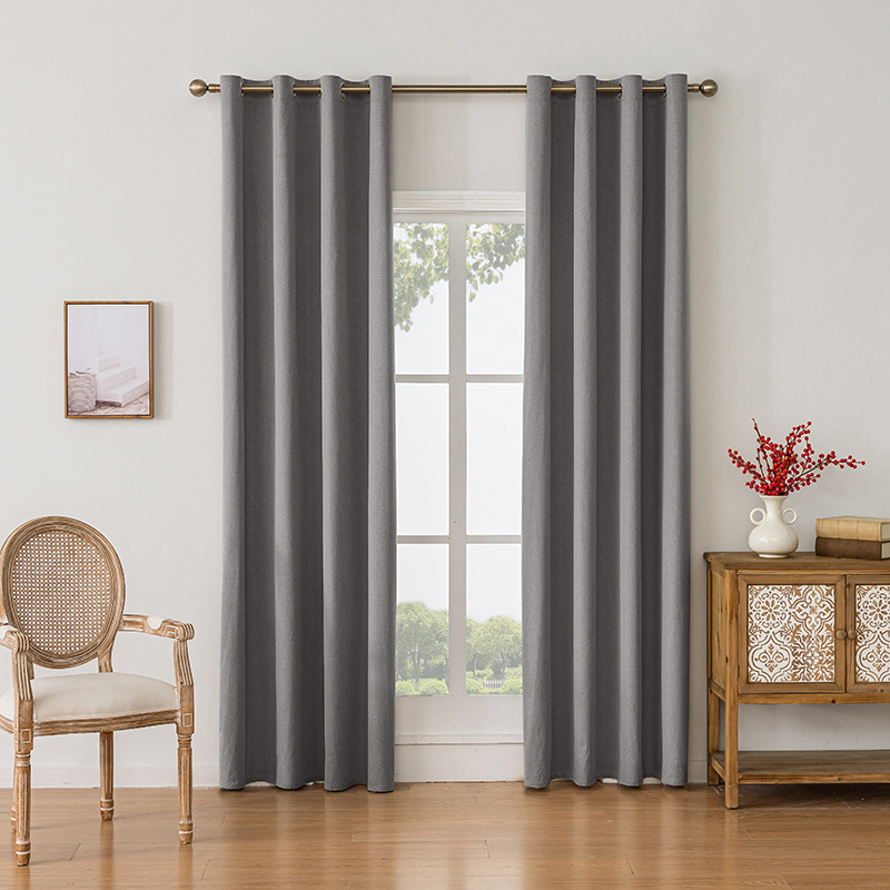 Suministro transfronterizo exclusivo para el comercio exterior de Amazon, cortinas opacas de lino sintético para dormitorio y sala de estar, cortinas al por mayor de Shaoxing.