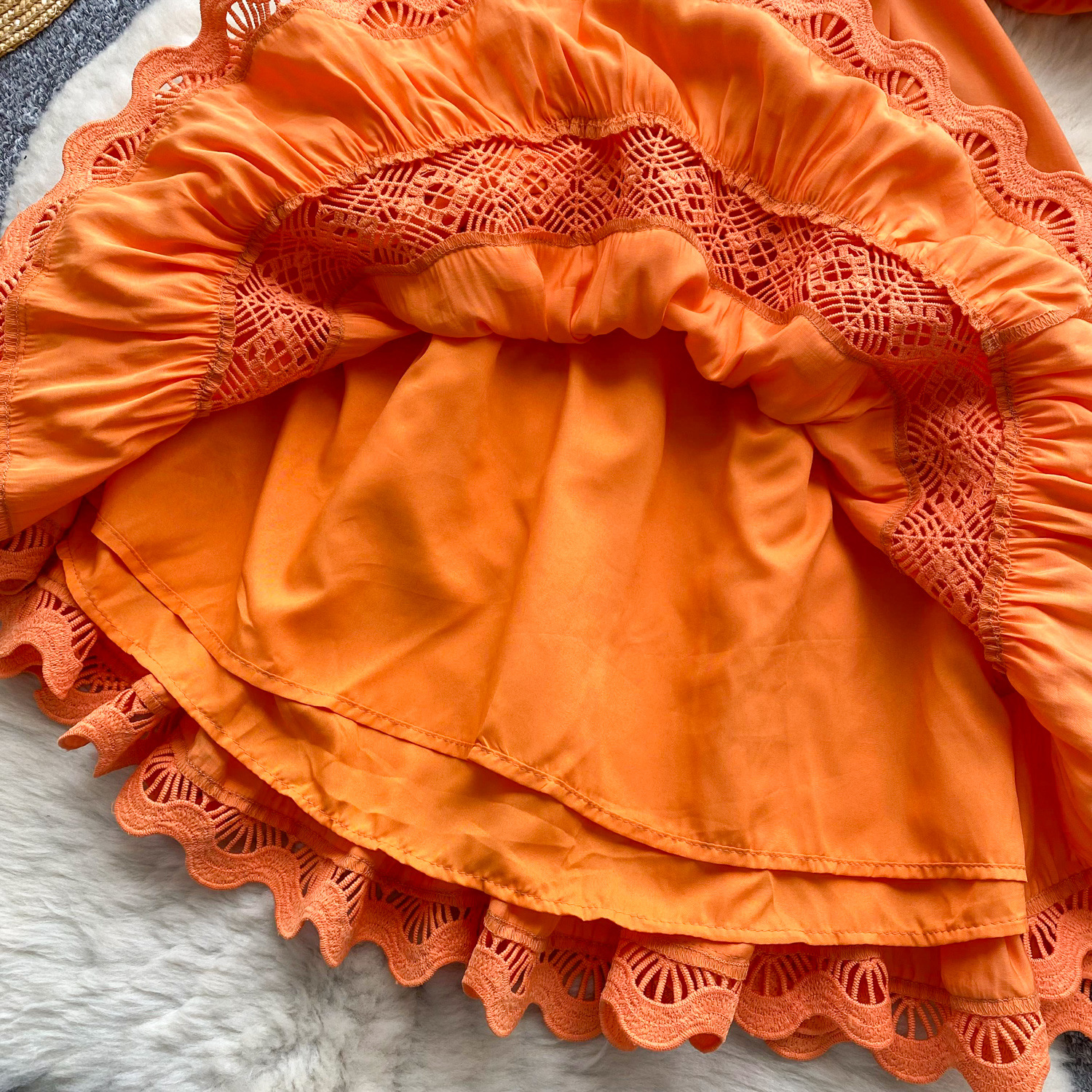 Women's Clothing Retro Palace Fashionable Lace Splicing Tie Waist Dress Lantern Sleeve Slim Temperament A Line Skirt_ecoleips.com