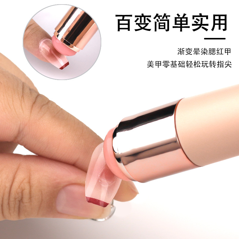 Manicura florece la herramienta de pegamento de palmaditas Cepillo de silicona Q punta elástica suave impresión en polvo multifuncional portátil con sello de tapa