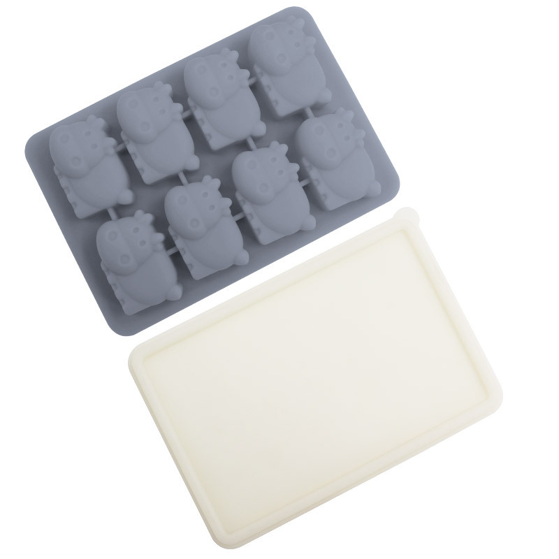 Whisky transfronterizo de dibujos animados rejilla de hielo de silicona molde de hielo con tapa molde de hielo para hockey sobre hielo caja de almacenamiento de hielo para el hogar en stock