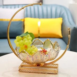 Light Luxury European-Style Glass Dried Fruit Plate for Home Living Room Coffee Table Storage Snack Decoration Metal Moon Fruit Plate Ornaments