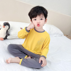 子供のパジャマの男性のモーダルの薄い金の四季の春と秋の男の子の長袖のエアコンの部屋の服の赤ちゃんの男の子のスーツ