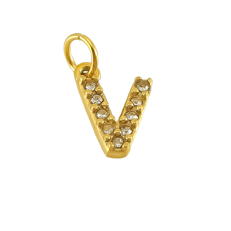 Nueva moda europea y americana de acero inoxidable con incrustaciones de diamantes 26 letras inglesas colgantes accesorios femeninos Advanced Advanced Mini letras joyas