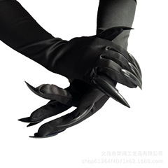 ハロウィーン爪手袋黒スパンコール爪コスプレ衣装道具長爪手袋鬼節手