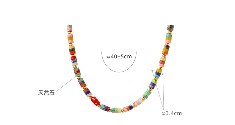 Vacaciones Circulo Piedra Natural Acero Titanio Con Cuentas Enchapado Collar display picture 1