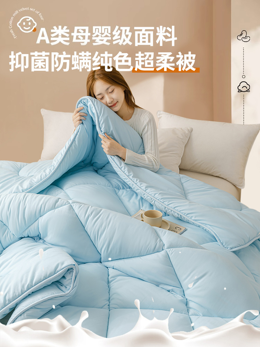 업그레이드된 슈퍼 소프트 항균 단면 이불-라이트 블루