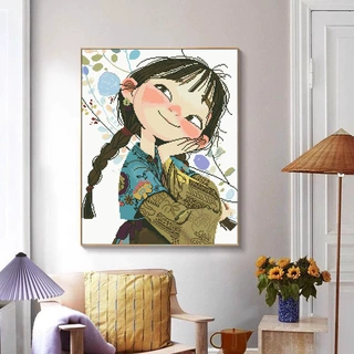 十字绣厂家抖音快手小红书一件代发2026新款线绣客厅刺绣卡通少女
