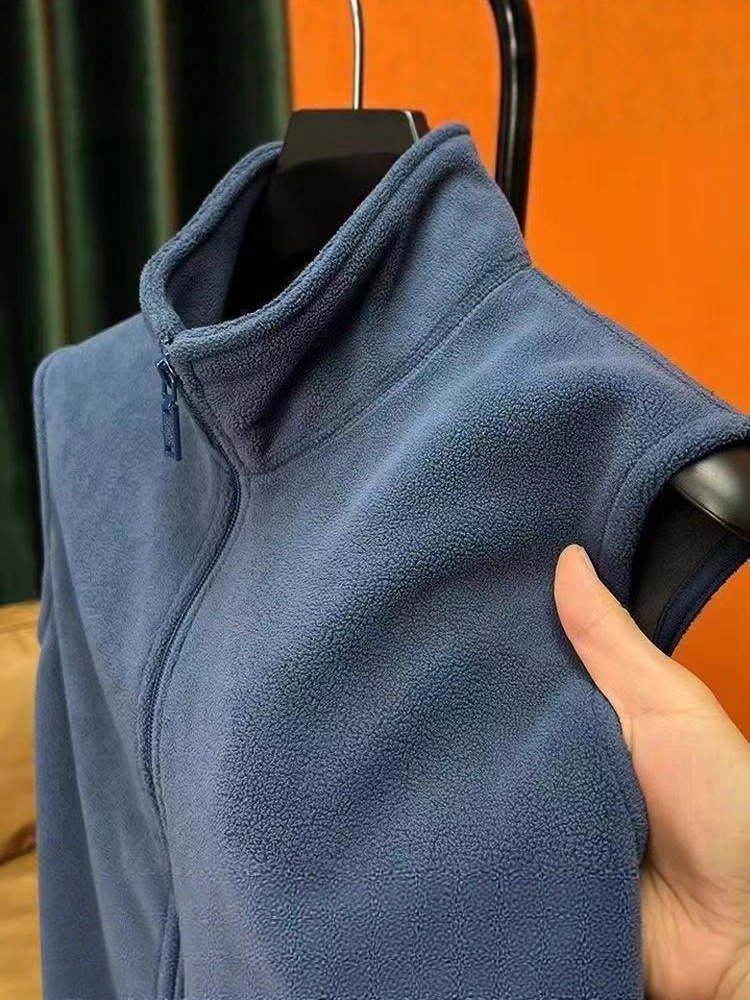 Chaleco Térmico de Cierre con Cuello Alto para Hombre de Tela Polar para Uso Casual