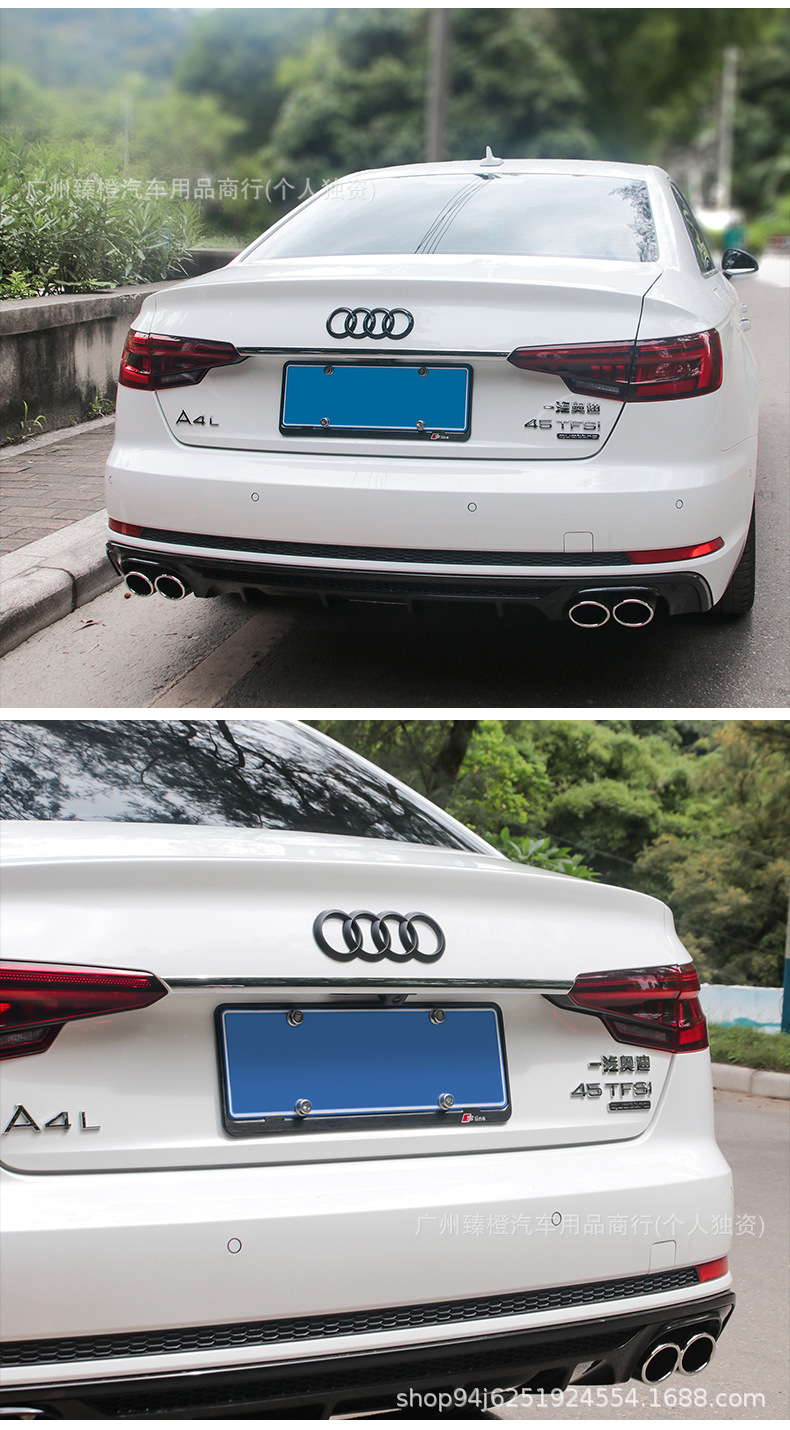 Suitable for Audi Car Logo Modification A3/A4L/A5/A6L/A7/Q2L/Q3/Q5L Four-Ring Black Warrior Front and Rear Emblems
